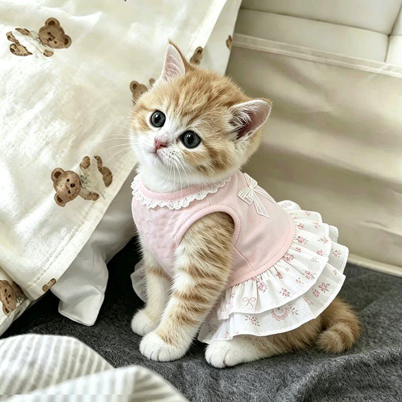 Abbigliamento per animali domestici per la primavera e l'estate, gilet traspirante e fresco, vestito per cani e gatti, abbigliamento per cani Teddy Bichon Pomerania