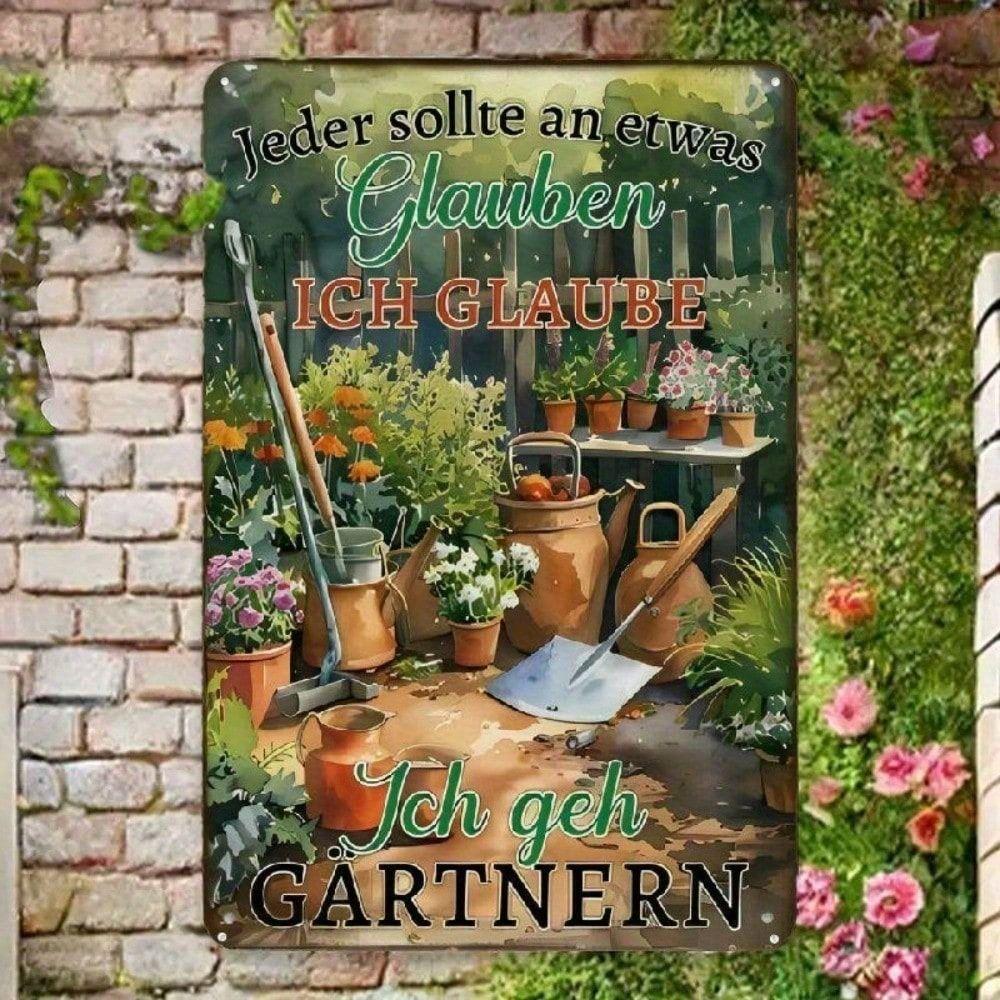 Vintage Metal Poster Wall Decor, Retro Farmhouse Garden Sign for Home