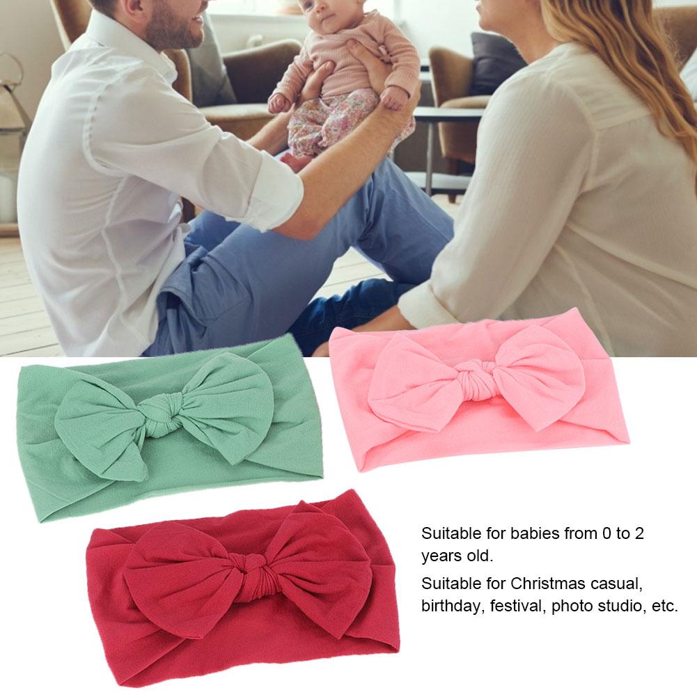 3Pcs Set Infant Newborn Cute Soft Hair Band Baby Nylon Headwear with Bowknot