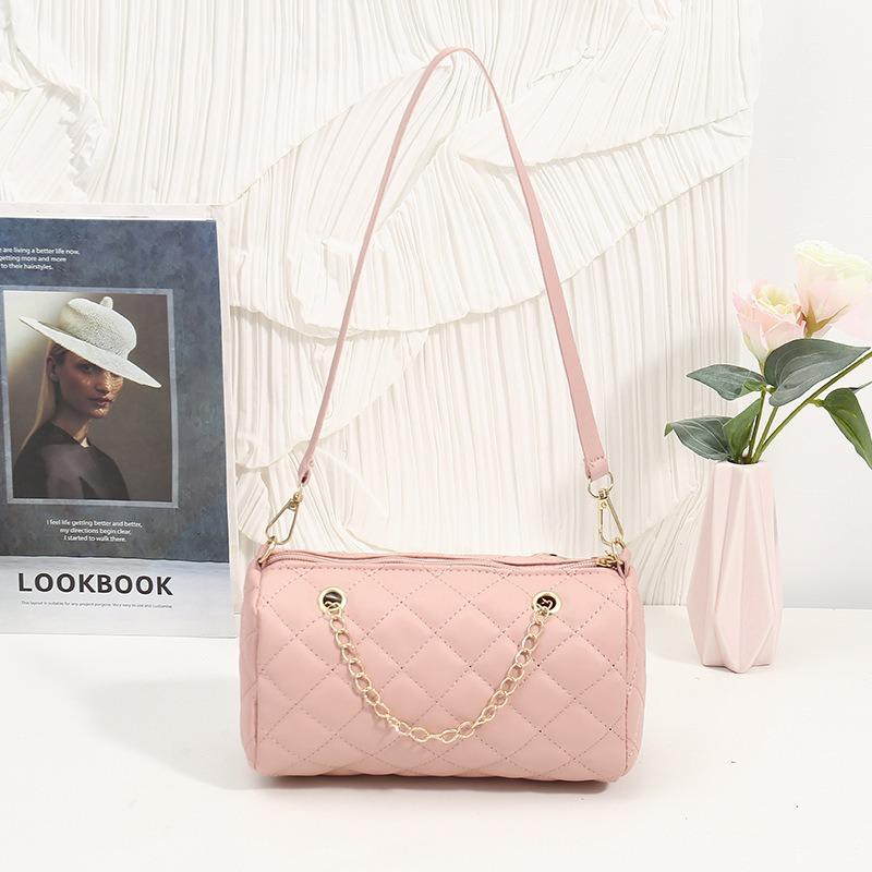 High quality diamond cylinder bag double shoulder strap niche chain diamond bag