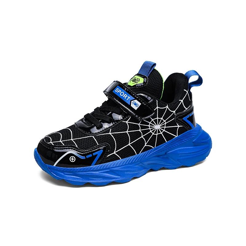 

Детские модные мультяшные кроссовки с пауком для мальчиков, легкая спортивная обувь для улицы, дышащие теннисные туфли, нескользящие кроссовки для бега 28