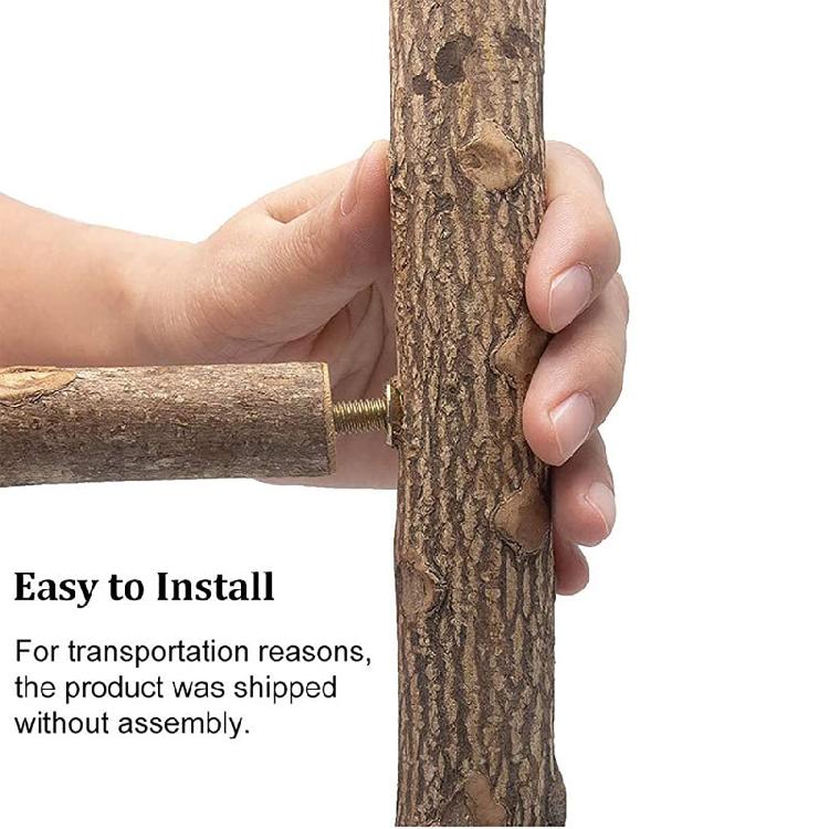 Bird Perch Set Natural Wood Stand Parakeet Toys Multi Branch Bird Cage Accessory