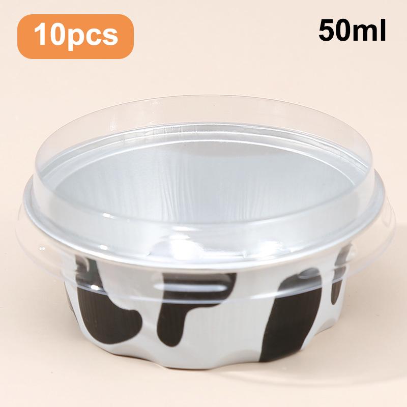 10 Pcs 50Ml Temperature Resistance Reusable Aluminum Foil Baking Cups With Lid Small Pudding Tart Tins Pastry Baking Tools Set