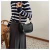 Top-Grain Leather Saddle Crossbody Bag for Women, Large Capacity Genuine Leather Shoulder Purse