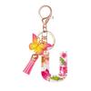 Flower Resin Keychain With Tassels And Butterfly Design 26 Letters Pendant Classic Retro Practical Durable Backpack Hanging Accessory