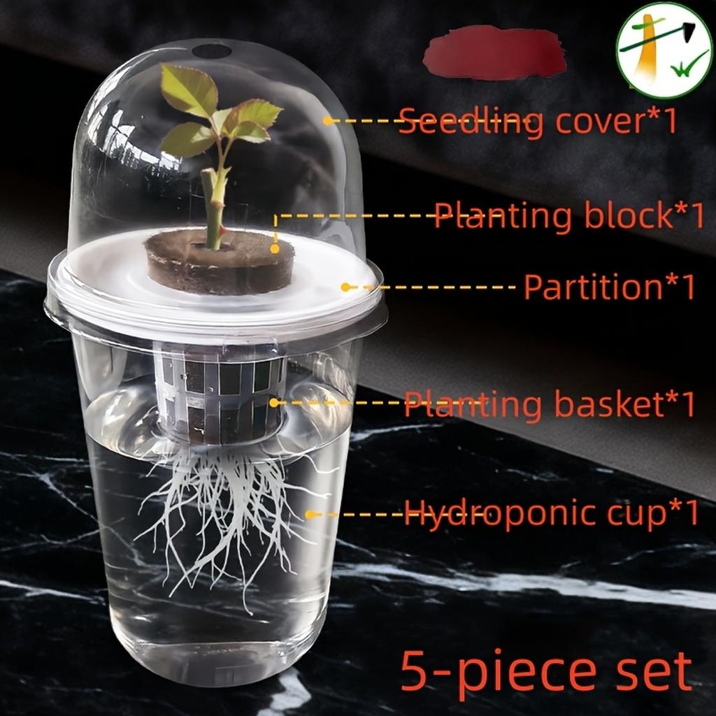 1pc, Includes 5 Components, Hydroponic Seed Pot, Plastic Transparent Cylindrical Hydroponic Growing Kit,