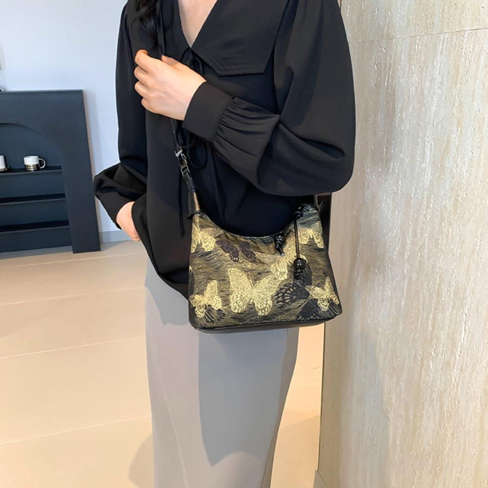 Fashion Butterfly Embroidery Bag Commute Cross Body Bag Portable New Chinese Style Bag  Girls