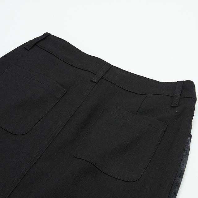 LAP Cotton Front & Back Contrast Denim Long Skirt Aq3Ds863