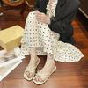 Retro Slippers For Women In Summer, Anti Slip Bow Sandals For Outdoor Wear, Single Shoe