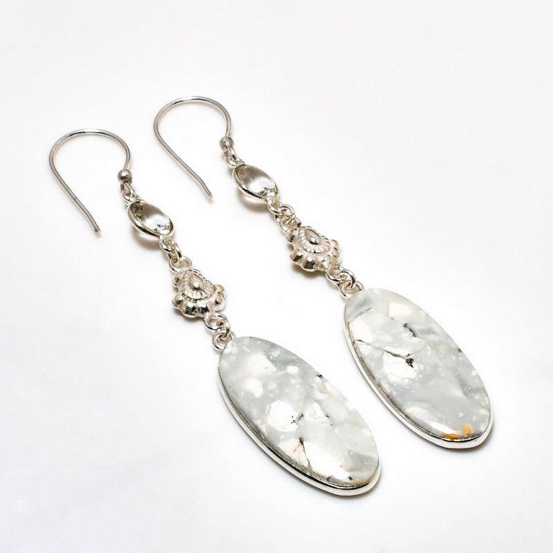 

Серьга с посеребренной серьгой Maligano Jasper, белым топазом 925 пробы, 1,89 дюйма