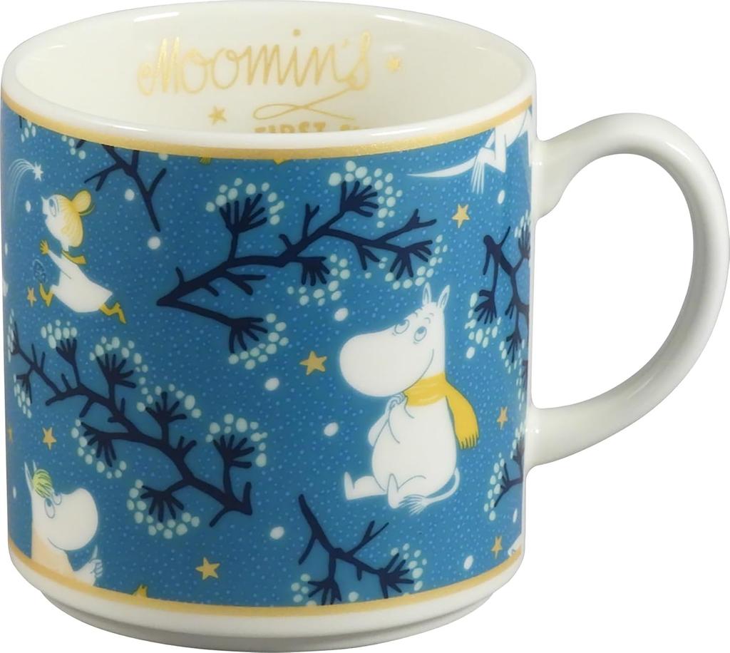 Moomin Christmas 9x9cm Moomin Gift for Made In Teal Mug, Large, 350ml, Diameter, "First Snow" Design, Merchandise, Women, Birthday, Tableware, Japan,