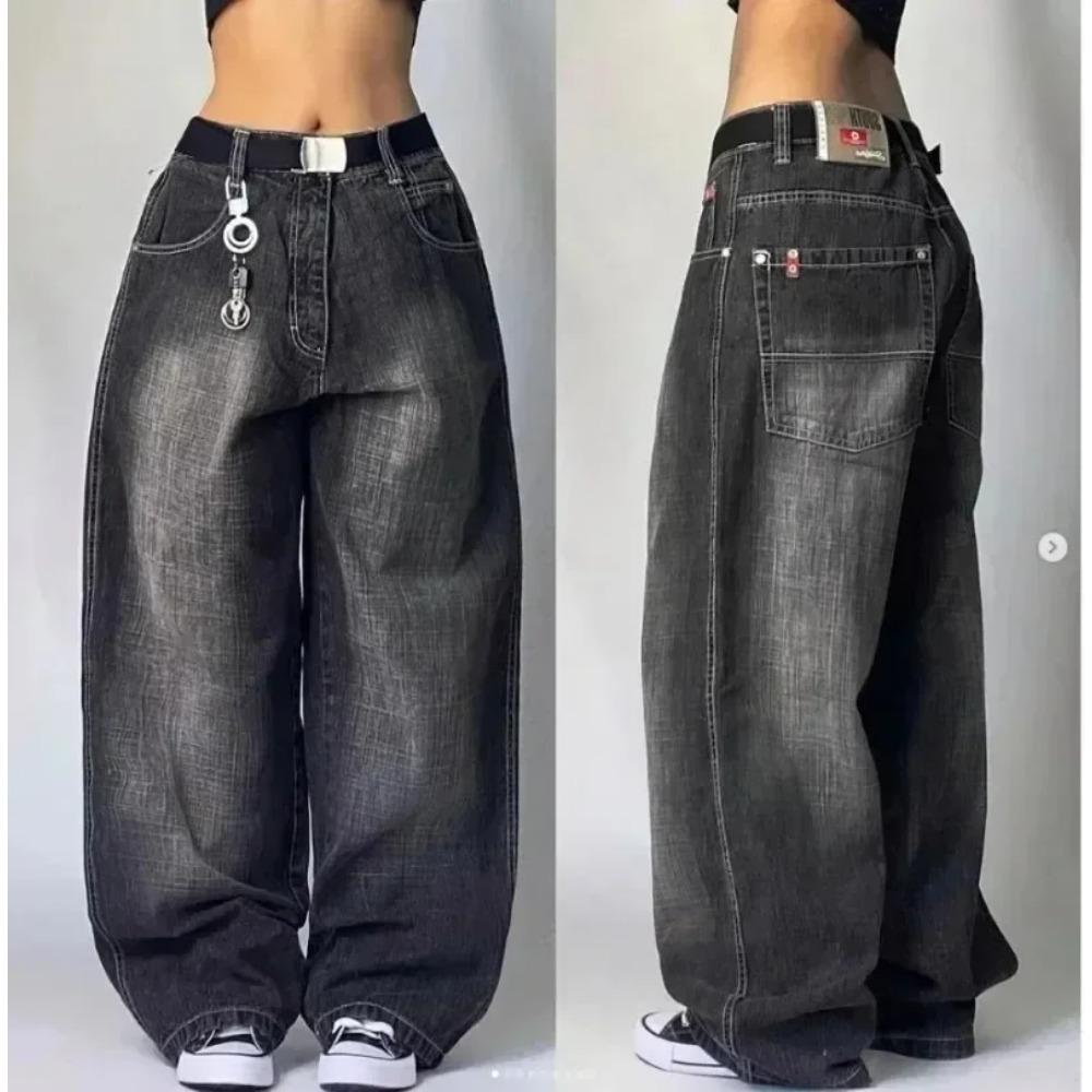 Y2K American New Retro Street Hip-Hop Loose Jeans Damen Harajuku Hohe Taille Weite Beinhose Gothic Weite Hose Straßenhose