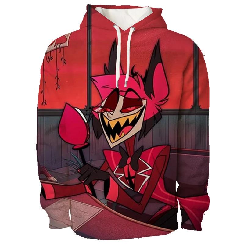 Najnovšia Anime Hazbin Grafická Mikina s Kapucňou Pánska 3D Plnofarebná Potlač Mikiny s Kapucňou Trend Streetwear Hotel Kreslený Pulóver Vrchné Oblečenie