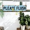 2D Flat, 1pc Rustic "Please Flush" Aluminium Decorative Sign - Vintage Bathroom Decor with Distressed Blue Background & Black Text, 15.7×3.94inch