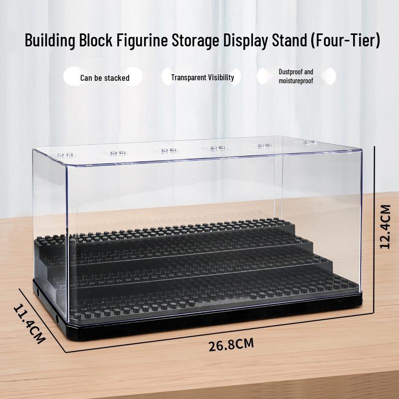 Lego-Compatible Stepped Acrylic Display Box – Dustproof, Detachable, Perfect for Figurines and Kids' Assembly Gift