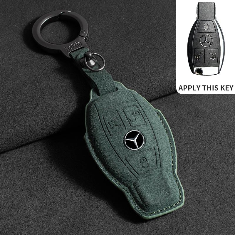 Suede Leather Car Key Case for Mercedes Benz E Class W213 W205 E200 E260 E300 E320 AMG CLA 2018 2019 2020 Remote Fob Shell Case