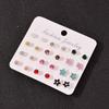 11 to one card European and American simple oil drop stud earrings set combination, cute flower alloy earrings