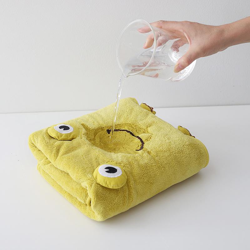 Cartoon Frog Coral Velvet Towel Household Thickened Water-absorbent Quick-drying Hair Drying Towel