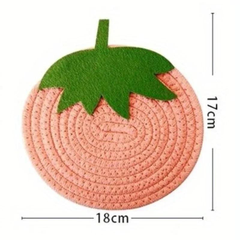 

Cartoon Fruit Insulated Meal Mat Red Strawberry Cute Shape Beverage Tea Mat Cup Tableware Drying Mat Household Table Decoration M