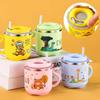 270ML Kinder Trinkbecher Kreativer Cartoon Baby-Fütterbecher mit Strohhalm Auslaufsichere Wasserflasche Tragbare Kinder-Trinkbecher