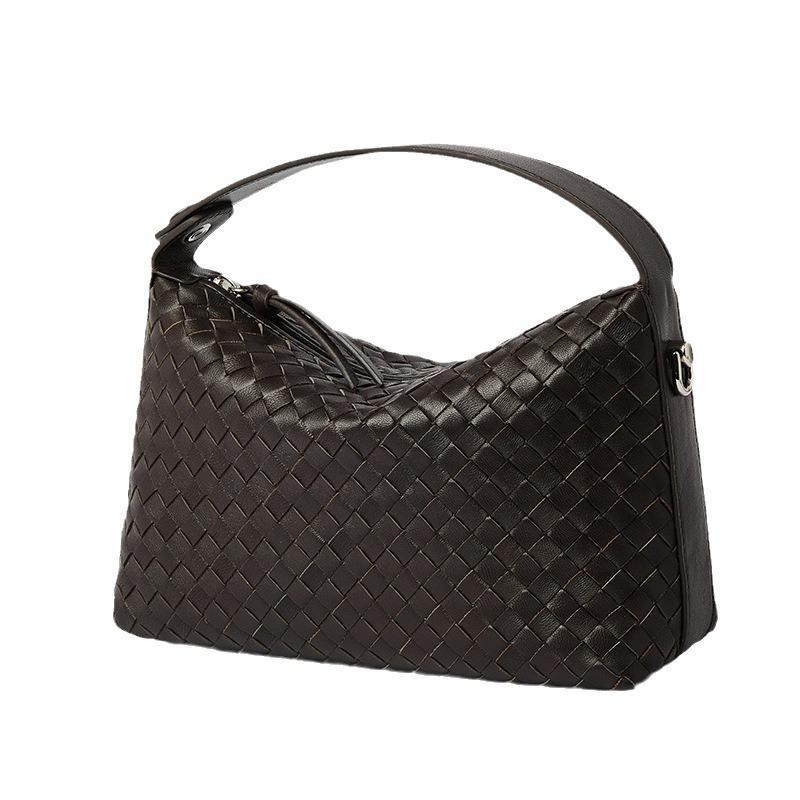 New Niche Fashion Diamond Grid Hand-held Dumpling Bag, Shoulder Bag, Crossbody Bag, Genuine Leather Women's Bag, Woven Bag
