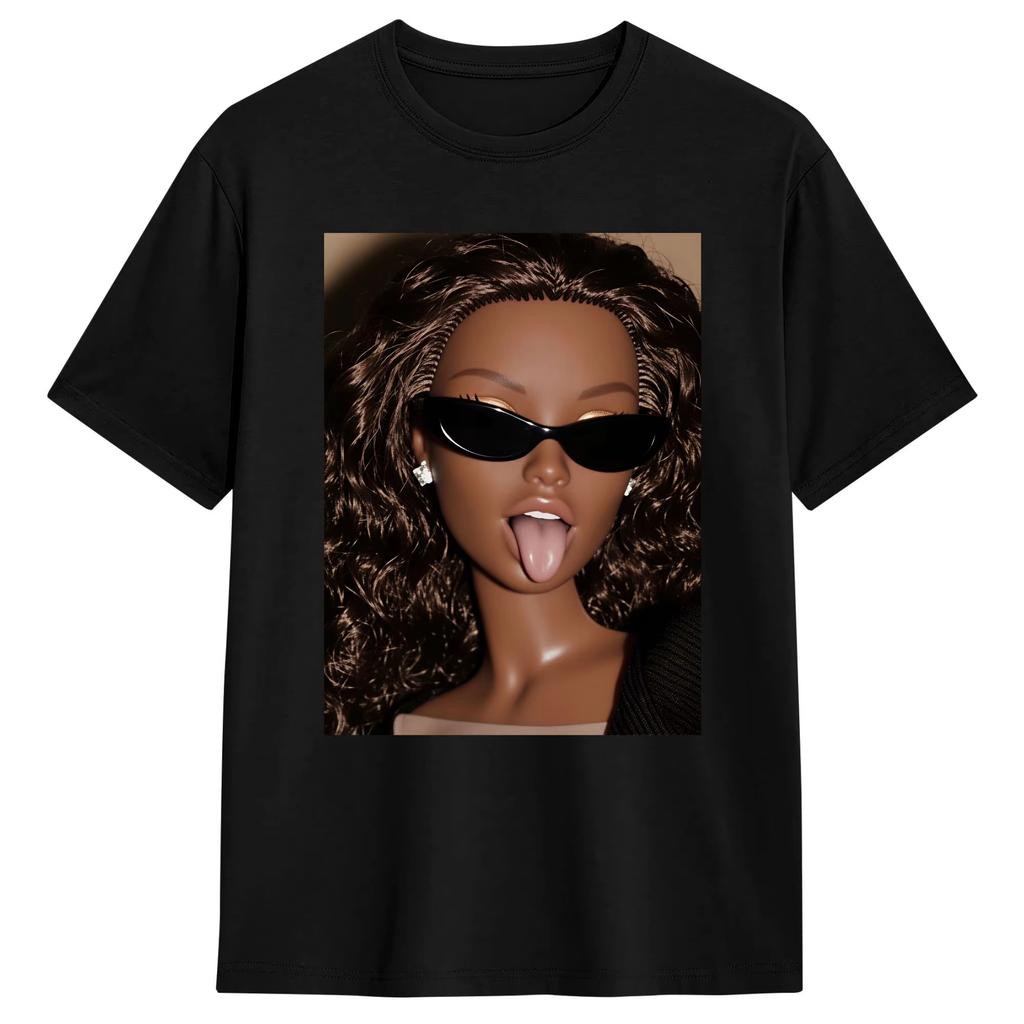 Summer Y2k Funny Hipster Tshirt Distressed Doll Face Meme Cotton T Shirt Lightweight Breathable Comfortable Clothes For Adult