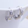 Fashion Men's Silver Plated Small Round Square Rhinestone Hoop Huggie Earrings