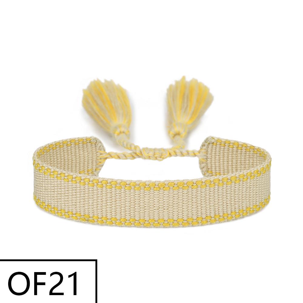 Embroiderable Polyester Cotton Letter Tassel Bracelet for Women – 1.5cm Woven Wristband