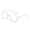 68040 Metal Half-Circle Large-Frame Glasses Frame, Plain Men'S And Women'S Anti-Blue Flat Glasses