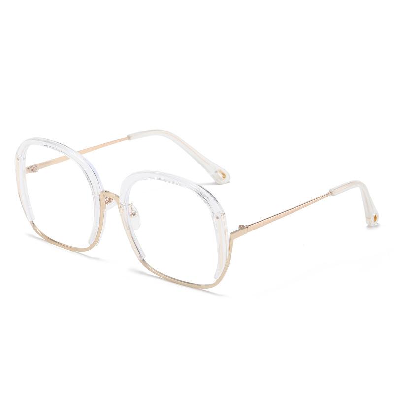 

68040 Металлическая полукруглая большая оправа для очков, простые мужские и женские плоские очки с защитой от синего света