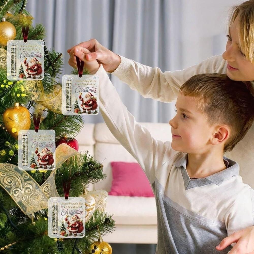 Hanging Christmas Cash Gift Ornament Acrylic Treat Holder Ornament  for Surprise Present