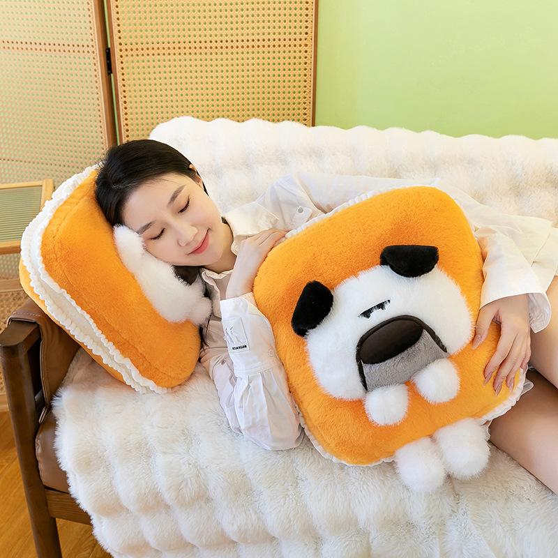 Toast Dog Throw Pillow Cushion Sofa Plush Bay Window Decoration Student Office Nap Pillow Seat Cushion
