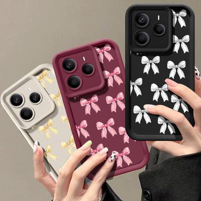 For Xiaomi 14T 13T Pro Poco X7 F6 Pro X6 Redmi Note 14 13 Pro 12 11 Case Bowknot Print Soft Silicone Lens Protection Shockproof TPU Matte Phone Cover