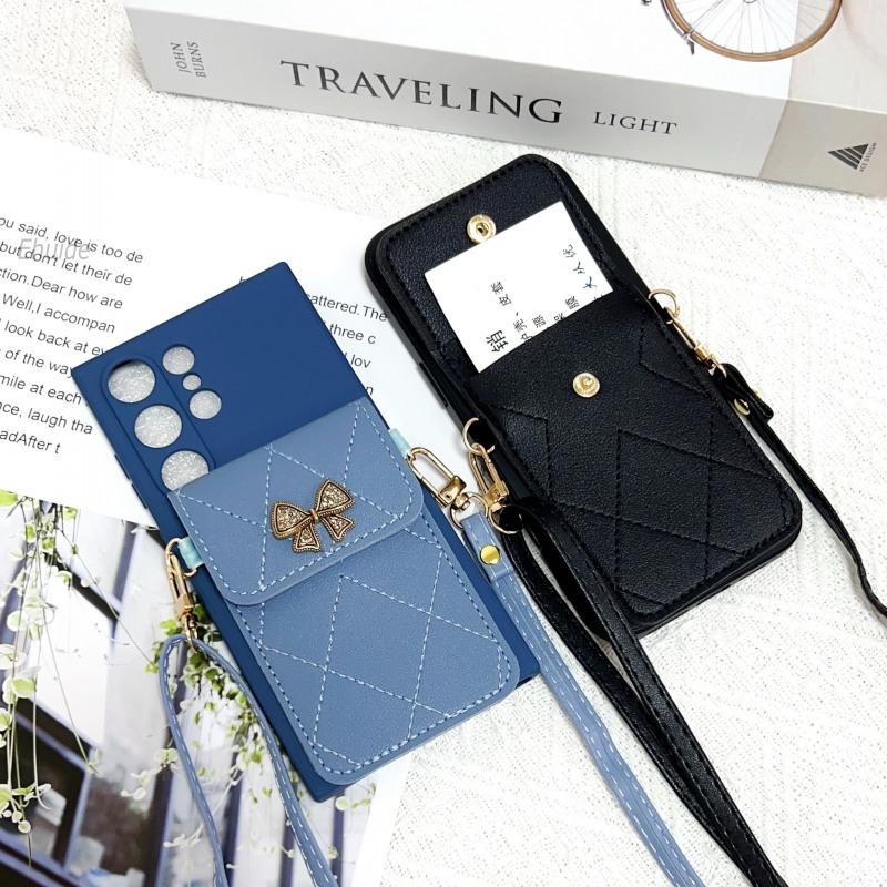 Butterfly Wallet Strap Case For iPhone 16 Pro Max 15 11 13 12 14 Plus 16E 17 Diamond Card Holder Crossbody Cord Lanyard Cover