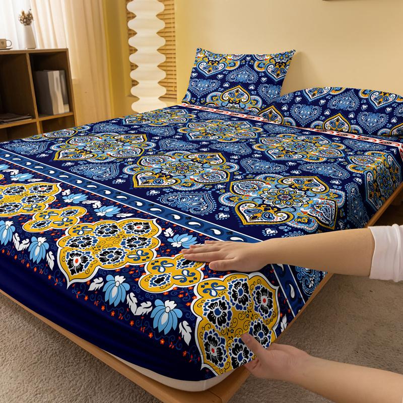1 Bohemian Patterned Frosted Bedsheet, Bedroom Printed Bedspread, Bedding (Excluding Pillowcases)