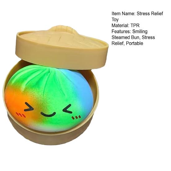 Lachender gedämpfter Teigball Stressball mit Dampfgarer Anti-Angst Mehrfarbig Cartoon-Knödel Quetschspielzeug Weicher simulierter Teigball Fidget Sensorikspielzeug