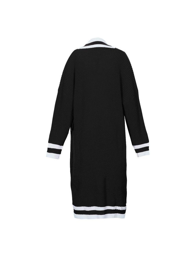 Plus Size Color Block Stripe Knit Cardigan - Women's Spring/Autumn Fashion 2025