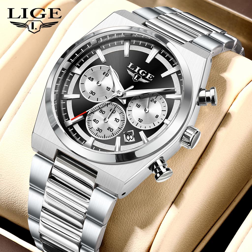 LIGE New Men Watches Quartz Business Watch Man Clock Top Brand Luxury Waterproof Chronograph Watch for Men