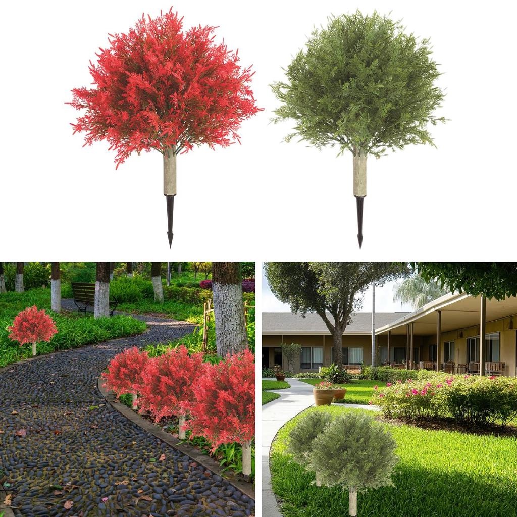 Artificial Topiary Ball Tree Fake Cypress Plants Outside Front Door Faux Shrub Bushes for Garden Porch Thanksgiving Fall Yard