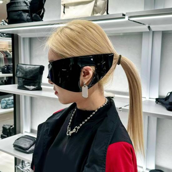 Punk Sunglasses Shield Masque Rectangle Sunglasses Men Women Steampunk Oversized Sunglasses for Daily Outfit Travel Outdoor Sports