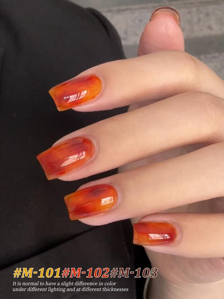 Tortoiseshell Amber Gel Polish: 2025 Trendy Ice-Through Milk Tea Light Therapy Nail Color