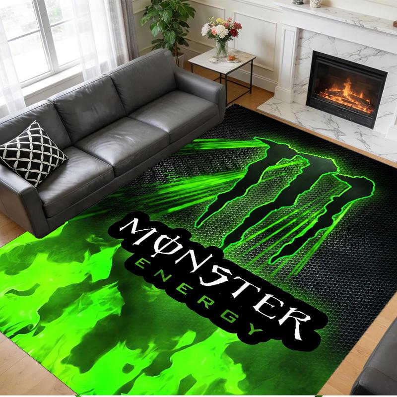 Tappeto in Peluche di Cristallo con Stampa Monster Energy Anti?Indumenti da notte?Tappeto da Pavimento Resistente per Decorazione Domestica Interna