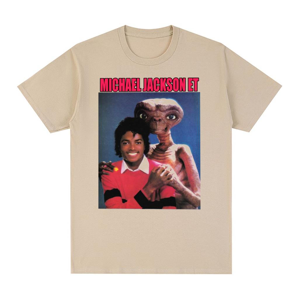 Singer Michael Jackson  ET Vintage Tshirt Unisex and Women Summer Clothing Breathable Fashionable Round Neck Short Sleeved Top