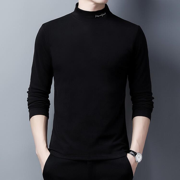 

Autumn Winter Men s Double-Sided Fleece Long Sleeve Embroidered Half-High Collar Sweatshirt L чорний