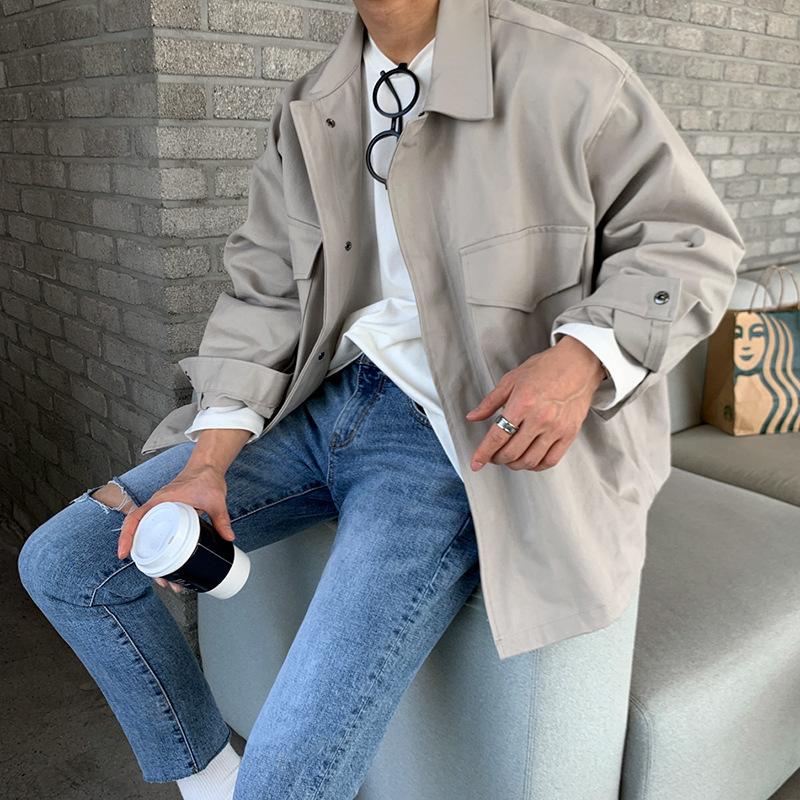 Jackets Men's Spring Korean Style Trendy Tops Retro Lapel Casual Work Jackets