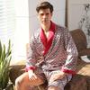 Men's Plus Size Silk-Feel Yukata: Lightweight Long-Sleeve Summer Robe & Pajamas