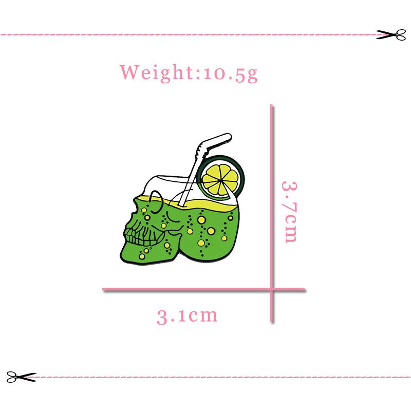Summer Drink Lemon Juice Skull Enamel Pins Punk Skeleton Brooch Bag Clothes Lapel Pin Gothic Badge Holiday Party Jewelry Gift