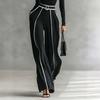 Women's Fashion Long Sleeve Casual Wide Leg Pants Two Piece Set