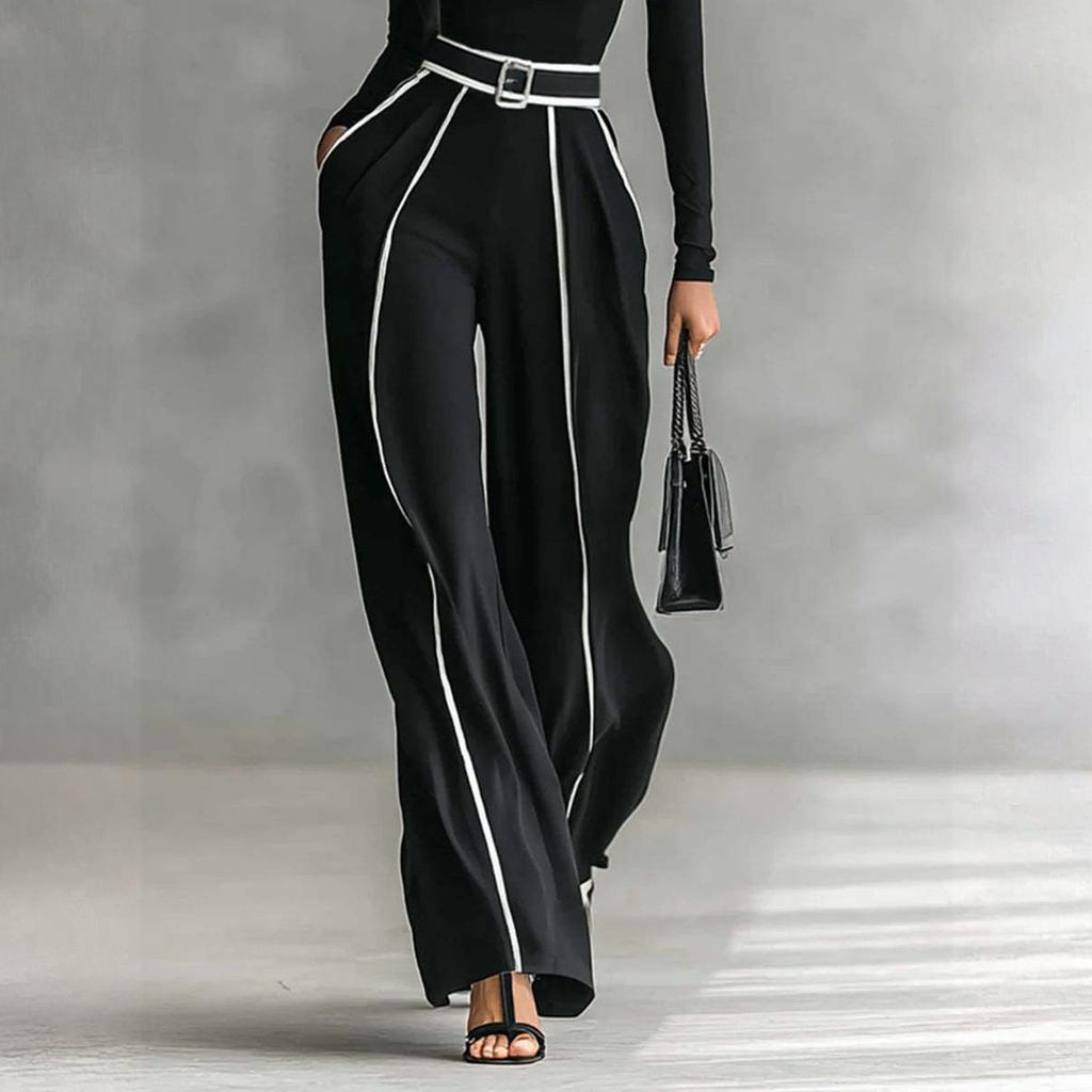 Women's Fashion Long Sleeve Casual Wide Leg Pants Two Piece Set