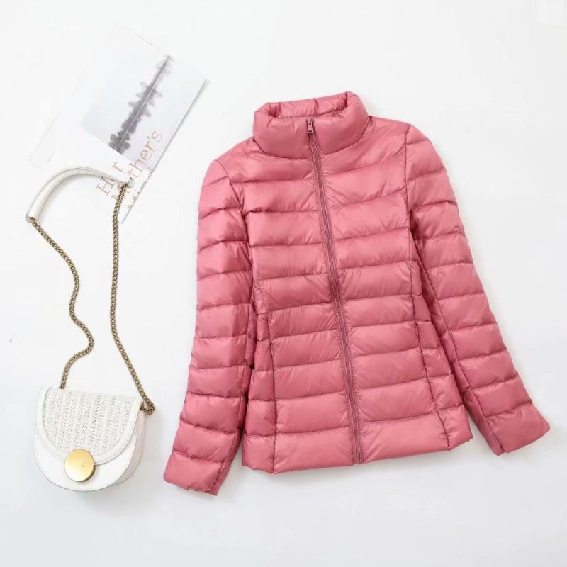 2023 Women's Slimming White Duck Down Short Jacket with Stand Collar – Plus Size Fashion Outerwear for Autumn/Winter